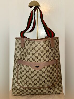 Gucci GG Supreme Web Sherry Line Tote Bag. Vintage 1970’s! 50 Years Old!